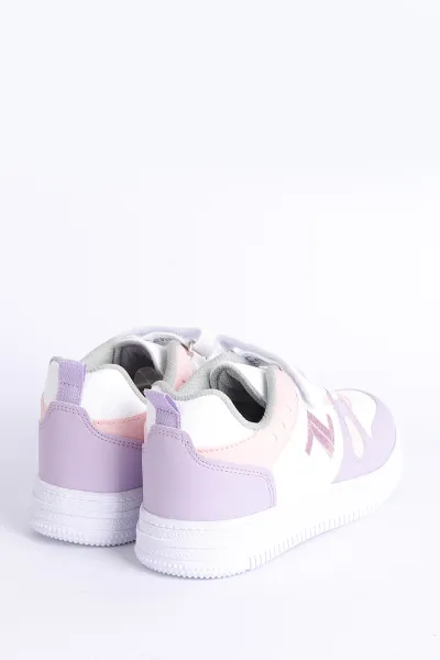 Lila Pembe (31-35 Filet ) Z Nakışlı Kalın Topuk  Cırtlı Kız Çocuk Spor Ayakkabı 320788