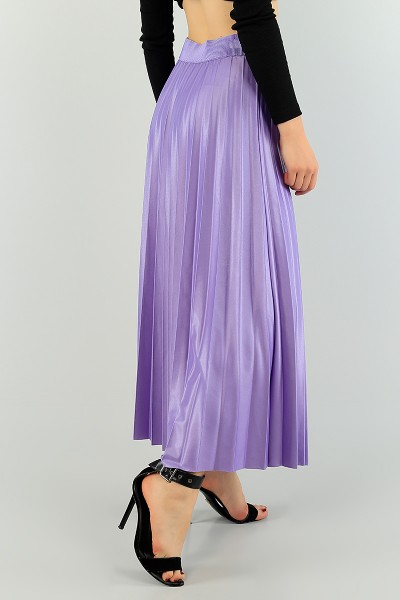 Lila Pileli Beli Lastikli Etek 74856