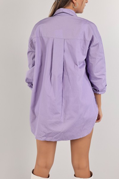 Lila Poplin Kumaş Gömlek Tunik 135695