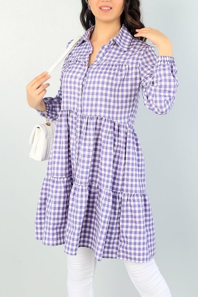 Lila Pötikareli Dokuma Tunik 66572