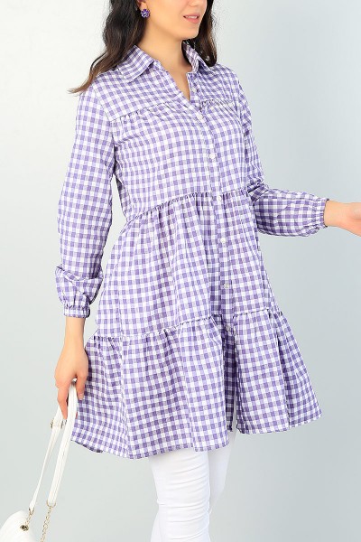 Lila Pötikareli Dokuma Tunik 66572