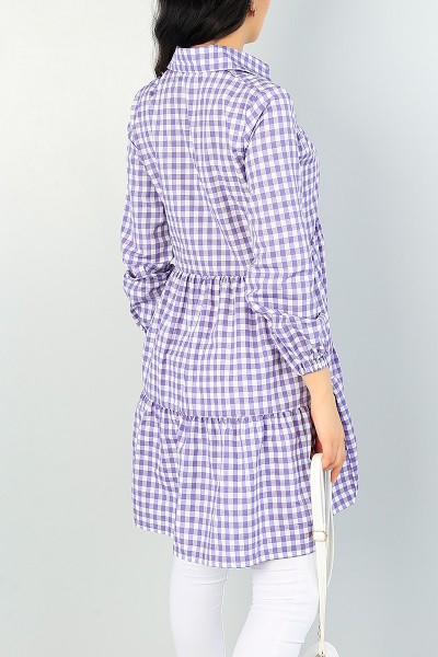Lila Pötikareli Dokuma Tunik 66572