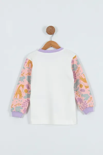 Lila Pudra (1-9 Yaş) Baskılı Kız Çocuk Sweat 275788