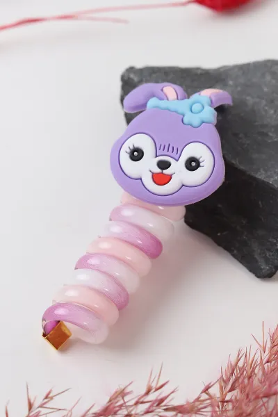 Lila Sevimli Figürlü Spiral Toka 293399