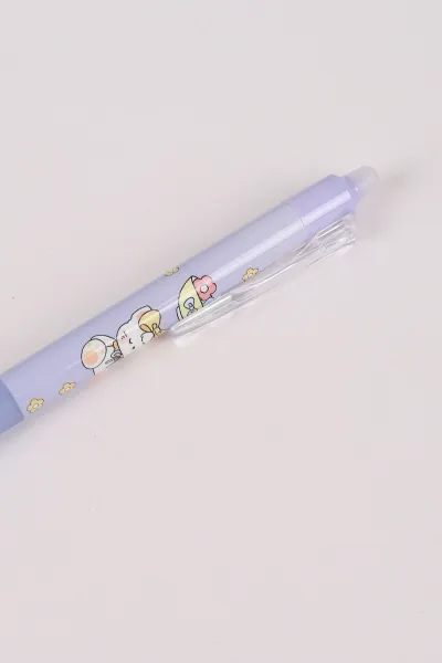 Lila Sevimli Karakterli Arkası Silgili Silinebilir Mavi Tükenmez Kalem 0.5 mm 474251