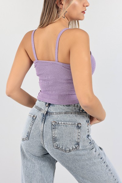 Lila Sıkmalı Fitilli Bluz 97762