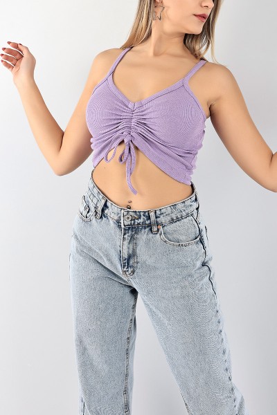 Lila Sıkmalı Fitilli Bluz 97762