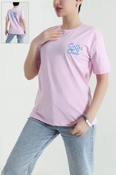Lila Sırtı Baskılı Süprem Kadın Tişört 448117