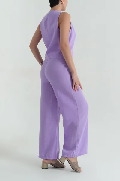 Lila Summer Keten Astarlı Kadın İkili Takım 373111
