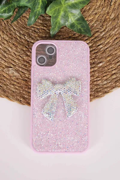 Lila TeknoCase İPhone 11 Uyumlu Nelly Diamond Serisi Taşlı Lens Hediyeli Sert Silikon Telefon Kılıfı 480920