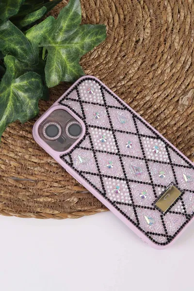 Lila TeknoCase İPhone 13 Uyumlu Dlr Diamond Case Serisi Lens Hediyeli Premium Sert Silikon Telefon Kılıfı 430347