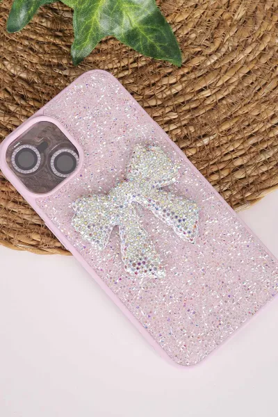 Lila TeknoCase İPhone 13 Uyumlu Nelly Diamond Serisi Taşlı Lens Hediyeli Sert Silikon Telefon Kılıfı 480924
