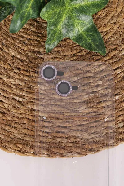 Lila TeknoCase İPhone 13 Uyumlu Nelly Diamond Serisi Taşlı Lens Hediyeli Sert Silikon Telefon Kılıfı 480924