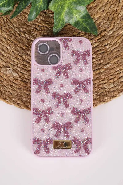 Lila TeknoCase İPhone 13 Uyumlu Perfect Diamond Case Serisi Taşlı Lens Hediyeli Sert Silikon Telefon Kılıfı 480775