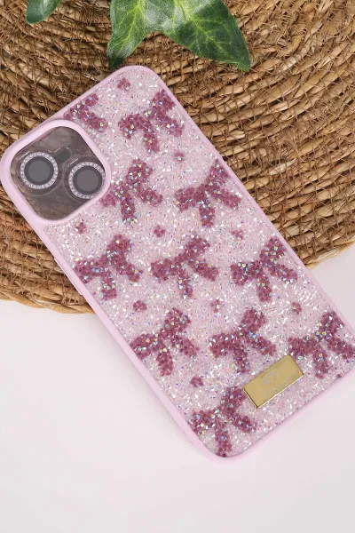Lila TeknoCase İPhone 13 Uyumlu Perfect Diamond Case Serisi Taşlı Lens Hediyeli Sert Silikon Telefon Kılıfı 480775