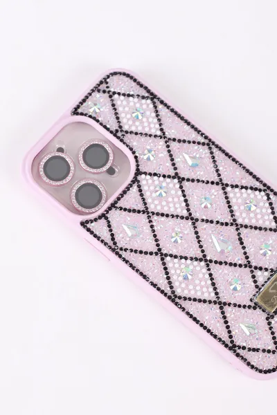 Lila TeknoCase İPhone 14 Pro Max Uyumlu Dlr Diamond Case Serisi Lens Hediyeli Premium Sert Silikon Telefon Kılıfı 430365