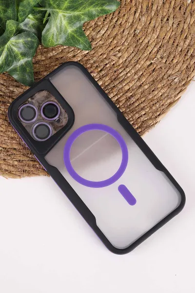 Lila TeknoCase İphone 14 Pro Max Uyumlu Matte Guard Serisi Lens Korumalı Silikon Telefon Kılıfı 472466