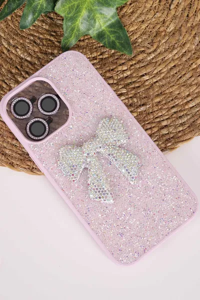 Lila TeknoCase İPhone 14 Pro Max Uyumlu Nelly Diamond Serisi Taşlı Lens Hediyeli Sert Silikon Telefon Kılıfı 480932