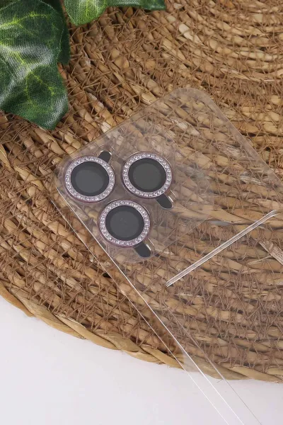 Lila TeknoCase İPhone 14 Pro Uyumlu Afra Diamond Case Serisi Lens Hediyeli Premium Sert Silikon Telefon Kılıfı 430515