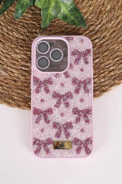 Lila TeknoCase İPhone 14 Pro Uyumlu Perfect Diamond Case Serisi Taşlı Lens Hediyeli Sert Silikon Telefon Kılıfı 480795