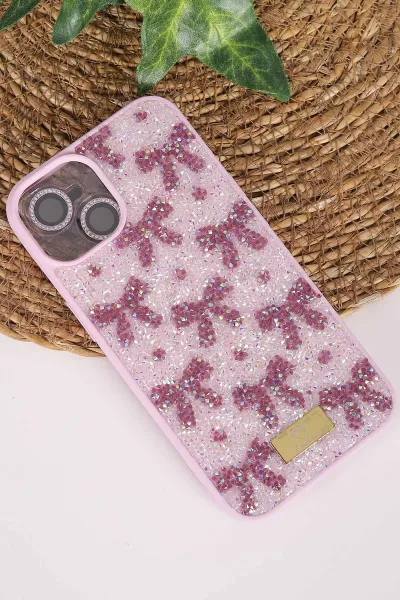 Lila TeknoCase İPhone 14 Uyumlu Perfect Diamond Case Serisi Taşlı Lens Hediyeli Sert Silikon Telefon Kılıfı 480781