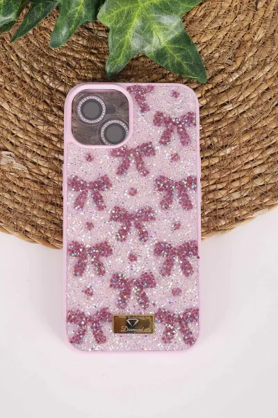 Lila TeknoCase İPhone 14 Uyumlu Perfect Diamond Case Serisi Taşlı Lens Hediyeli Sert Silikon Telefon Kılıfı 480781