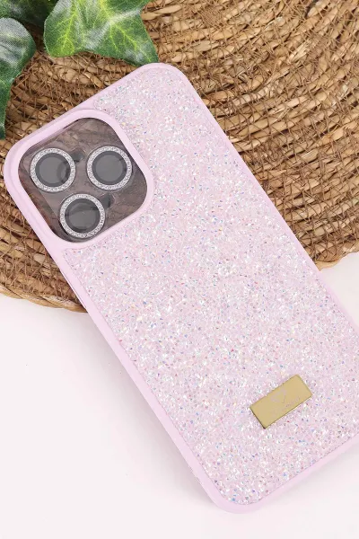 Lila TeknoCase İPhone 15 Pro Max Uyumlu Ella Diamond Case Serisi Lens Hediyeli Sert Silikon Telefon Kılıfı 457763