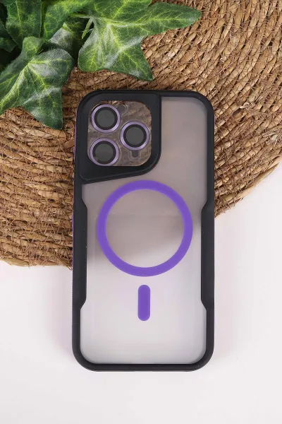 Lila TeknoCase İphone 15 Pro Max Uyumlu Matte Guard Serisi Lens Korumalı Silikon Telefon Kılıfı 472460