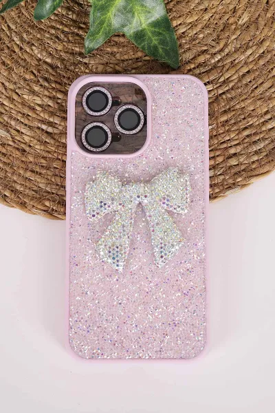 Lila TeknoCase İPhone 15 Pro Max Uyumlu Nelly Diamond Serisi Taşlı Lens Hediyeli Sert Silikon Telefon Kılıfı 480944