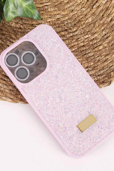 Lila TeknoCase İPhone 15 Pro Uyumlu Ella Diamond Case Serisi Lens Hediyeli Sert Silikon Telefon Kılıfı 457754