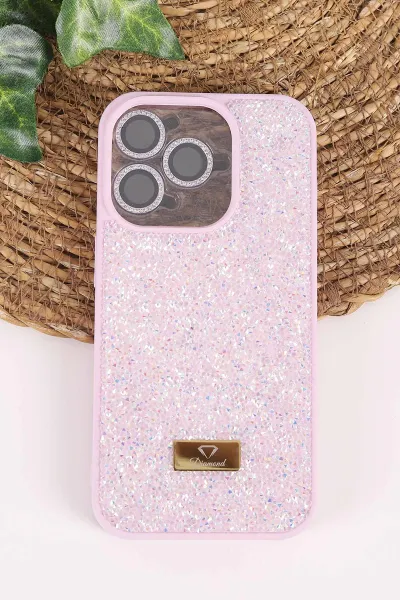 Lila TeknoCase İPhone 15 Pro Uyumlu Ella Diamond Case Serisi Lens Hediyeli Sert Silikon Telefon Kılıfı 457754