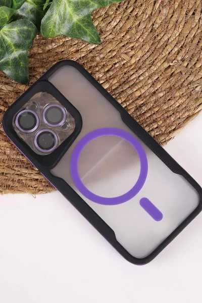 Lila TeknoCase İphone 15 Pro Uyumlu Matte Guard Serisi Lens Korumalı Silikon Telefon Kılıfı 472454