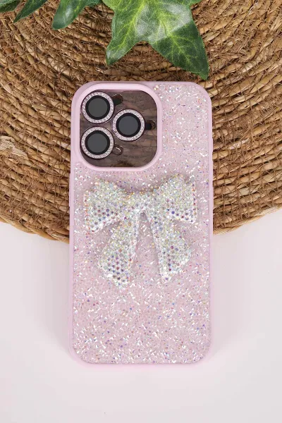Lila TeknoCase İPhone 15 Pro Uyumlu Nelly Diamond Serisi Taşlı Lens Hediyeli Sert Silikon Telefon Kılıfı 480940