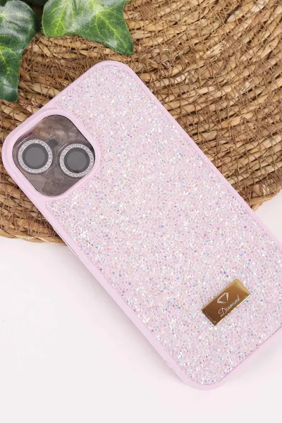 Lila TeknoCase İPhone 15 Uyumlu Ella Diamond Case Serisi Lens Hediyeli Sert Silikon Telefon Kılıfı 457750
