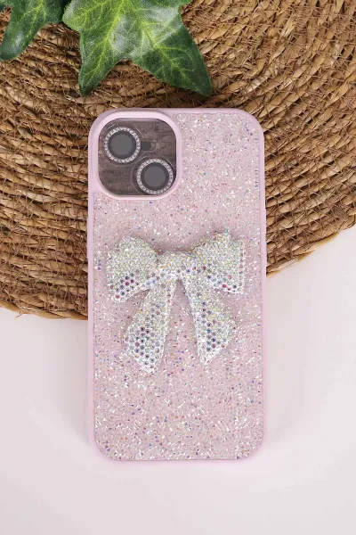 Lila TeknoCase İPhone 15 Uyumlu Nelly Diamond Serisi Taşlı Lens Hediyeli Sert Silikon Telefon Kılıfı 480936