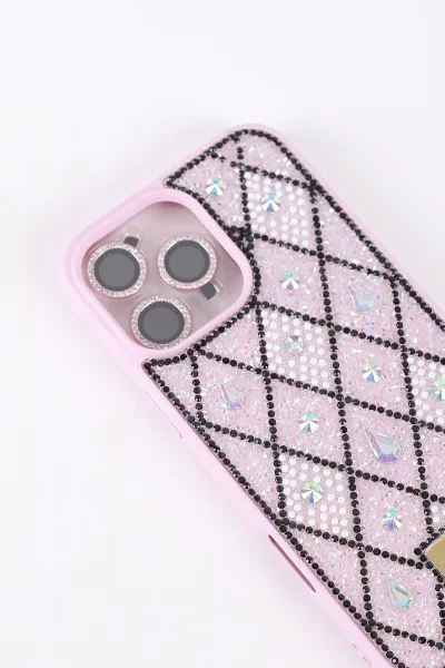 Lila TeknoCase İPhone 16 Pro Max Uyumlu Dlr Diamond Case Serisi Lens Hediyeli Premium Sert Silikon Telefon Kılıfı 430390