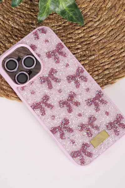Lila TeknoCase İPhone 16 Pro Max Uyumlu Perfect Diamond Case Serisi Taşlı Lens Hediyeli Sert Silikon Telefon Kılıfı 480848