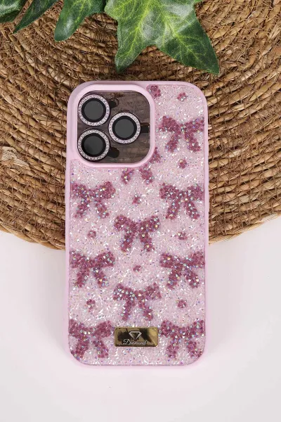 Lila TeknoCase İPhone 16 Pro Uyumlu Perfect Diamond Case Serisi Taşlı Lens Hediyeli Sert Silikon Telefon Kılıfı 480838