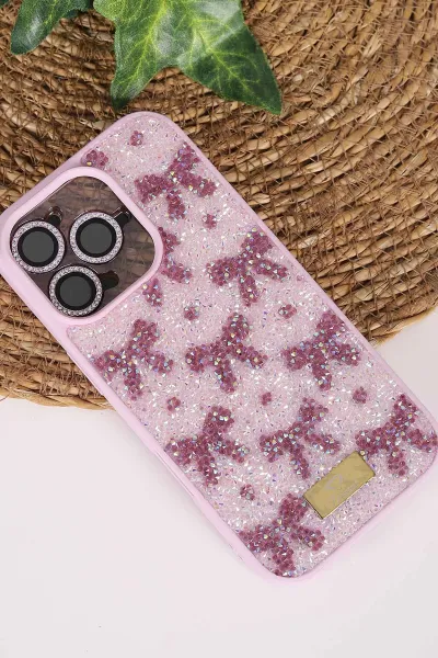 Lila TeknoCase İPhone 16 Pro Uyumlu Perfect Diamond Case Serisi Taşlı Lens Hediyeli Sert Silikon Telefon Kılıfı 480838