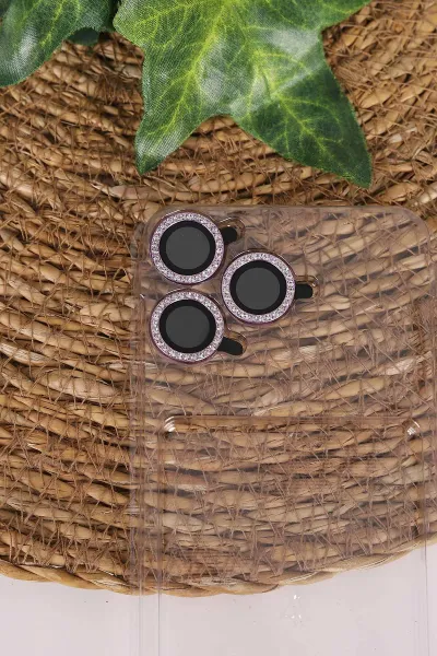 Lila TeknoCase İPhone 16 Pro Uyumlu Perfect Diamond Case Serisi Taşlı Lens Hediyeli Sert Silikon Telefon Kılıfı 480838