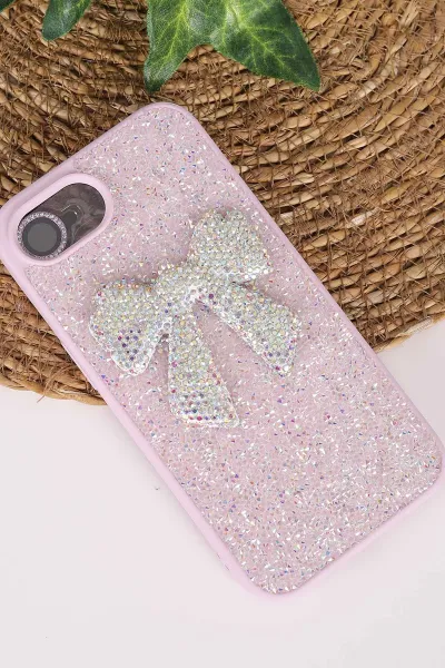 Lila TeknoCase İPhone 16E & 17E Uyumlu Nelly Diamond Serisi Taşlı Lens Hediyeli Sert Silikon Telefon Kılıfı 480976