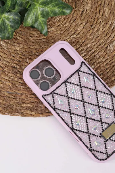 Lila TeknoCase İPhone 17 Pro Max Uyumlu Dlr Diamond Case Serisi Lens Hediyeli Premium Sert Silikon Telefon Kılıfı 430410