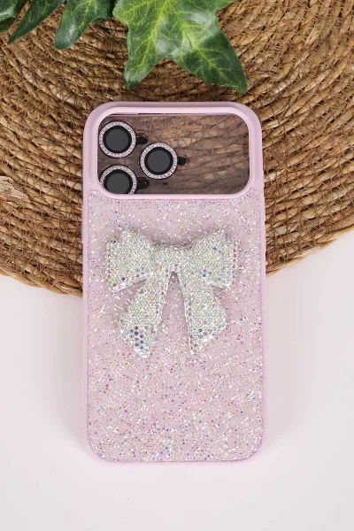 Lila TeknoCase İPhone 17 Pro Max Uyumlu Nelly Diamond Serisi Taşlı Lens Hediyeli Sert Silikon Telefon Kılıfı 480972