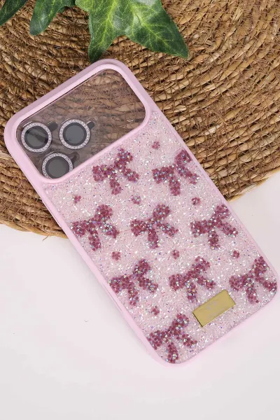 Lila TeknoCase İPhone 17 Pro Max Uyumlu Perfect Diamond Case Serisi Taşlı Lens Hediyeli Sert Silikon Telefon Kılıfı 480867