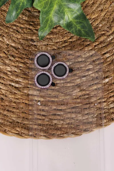 Lila TeknoCase İPhone 17 Pro Uyumlu Nelly Diamond Serisi Taşlı Lens Hediyeli Sert Silikon Telefon Kılıfı 480968