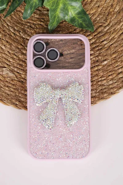 Lila TeknoCase İPhone 17 Pro Uyumlu Nelly Diamond Serisi Taşlı Lens Hediyeli Sert Silikon Telefon Kılıfı 480968