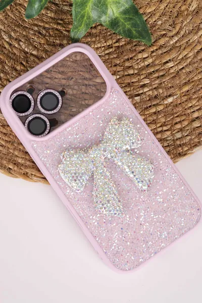 Lila TeknoCase İPhone 17 Pro Uyumlu Nelly Diamond Serisi Taşlı Lens Hediyeli Sert Silikon Telefon Kılıfı 480968