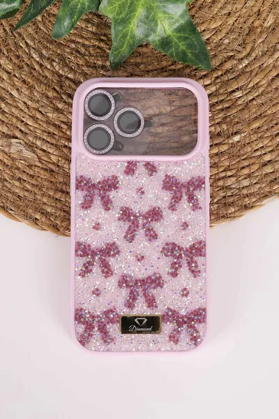 Lila TeknoCase İPhone 17 Pro Uyumlu Perfect Diamond Case Serisi Taşlı Lens Hediyeli Sert Silikon Telefon Kılıfı 480860