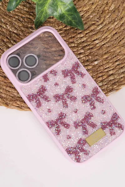 Lila TeknoCase İPhone 17 Pro Uyumlu Perfect Diamond Case Serisi Taşlı Lens Hediyeli Sert Silikon Telefon Kılıfı 480860