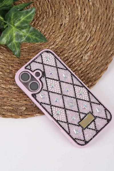 Lila TeknoCase İPhone 17 Uyumlu Dlr Diamond Case Serisi Lens Hediyeli Premium Sert Silikon Telefon Kılıfı 430398